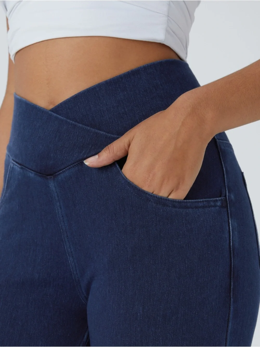Halara Flex™ High Waisted Crossover Pockets Denim‎ Work Leggings Size M